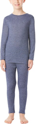 KIDS GIRLS MEDIUM NAVY 32 DEGREES HEAT LONG SLEEVE TEE & LEGGINGS SET BASE LAYER
