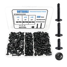 200pcs 8 Black Self Tapping Screws for Metal,410 Stainless Steel Black Sheet...
