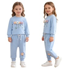 Baby Girls Outfit Round Neck 2-Piece Infant Sweatshirt With Pant Home Wear Top