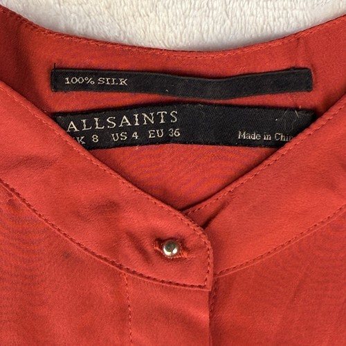 ALLSAINTS Kleid 4 Seide rot Luna Hemd Button Down ärmellos Metall Rundhals - Bild 2 von 23