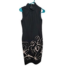 Kay Unger Womens Sheath Dress Black Sleeveless Size 4