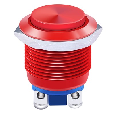 /19mm Waterproof Red Metal Shell Momentary Raised Top Push Button Switch 3A/12~2