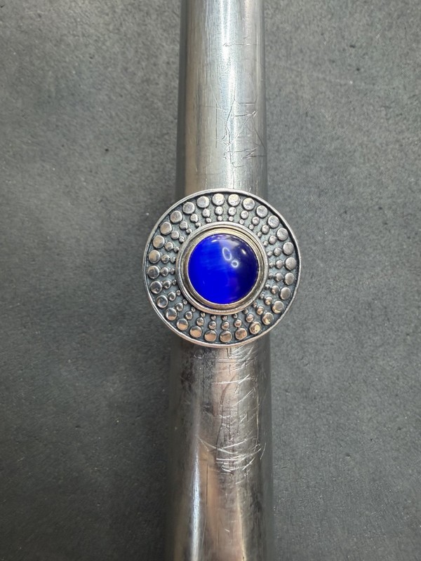 12.9g KAMELEON Sterling Silver 925 Blue Cats Eye Ring Size 6 Jewelry Lot G
