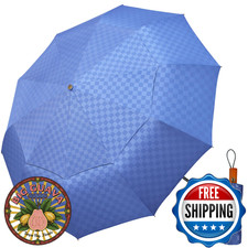Satol 46in Windproof Golf Umbrella Automatic Open/Close 10-Rib Double Canopy