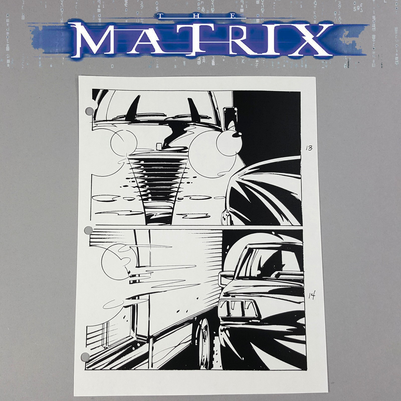 The Matrix Production Used Storyboard - Truck Neo Lands on Speeds Off