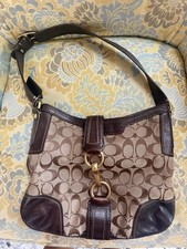 Vintage Coach Hampton Hobo Clip Sign C Shoulder Bag Y2K -11058 BRN Khaki