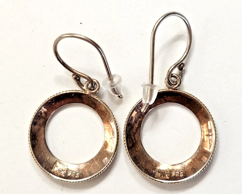 Brincos perfurados Anna Beck 925 prata esterlina 18K detalhes GP círculos pendurados - Imagem 2 de 4
