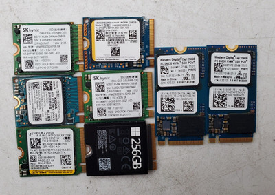 LOT OF 8  MIX BRAND  256GB SSD NVMe INTERNAL SOILD STATE DRIVE (M232)