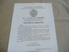 PONTIFICAL MANIFESTO REPATRANSONE-ASCOLI PICENO 1826 NEW MUNICIPAL SECRETARY