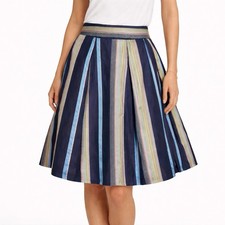 TOMMY HILFIGER A-Line Skirt sz 10 Silk Multicolor Stripe Vintage Y2K Academia