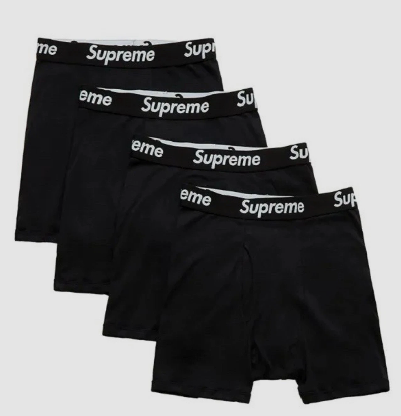 NEW Supreme x Hanes Boxer Briefs (4 pack) White/Black Size M - L