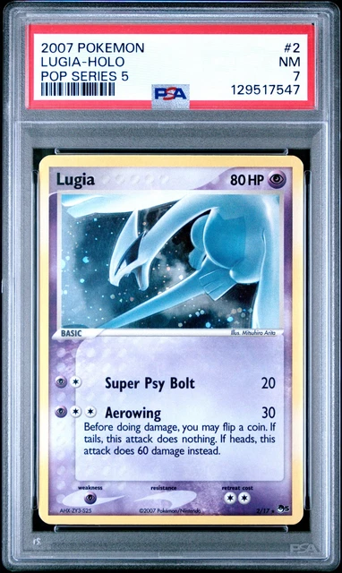 2007 POKEMON POP SERIES 5 #2 LUGIA-HOLO PSA 7