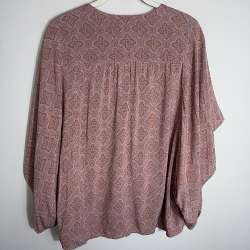 Jen's Pirate Booty Rayon Button Front Top Blouse-Kimono Sleeves-Dusty Pink-Small - Picture 7 of 10