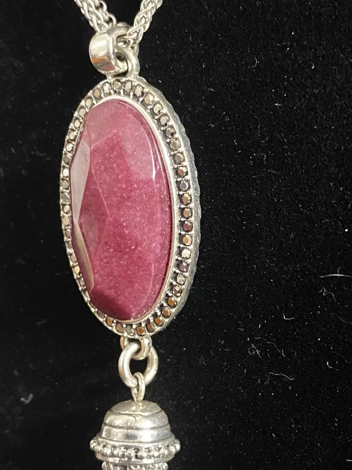 "Collar Colgante Borla 19"" Largo Boho Vintage Marca Lucky Tono Plata Largo" Foto 3 de 4