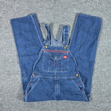 Dickies Mens Blue Denim Bib Overalls Carpenter Workwear Tagged 34x34 Act 34x28