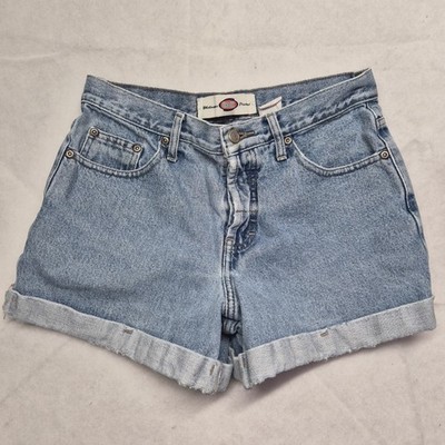 VTG 80s Chazzz Jean Denim Light Wash Blue Shorts Folded Edge Button Up Juniors 7