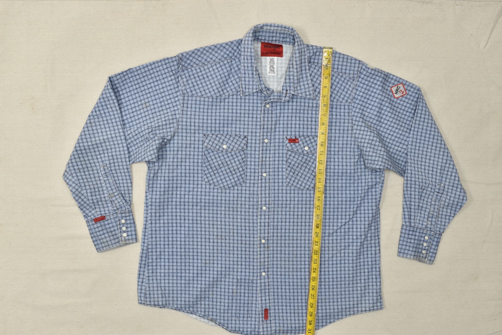 Wrangler FR Flame Resistant Plaid Western Snap Work Shirt Blue XXL Regular HRC 2 thumbnail 9