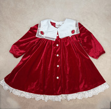 Vintage Girls 2T 3T Velvet Christmas Dress 1990s Rare Editions READ