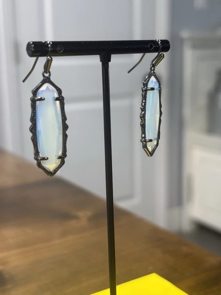 Kendra Scott "Mystic Bazaar" Francie Iridescent Opalite Gunmetal Drop Earrings - Image 3 of 4
