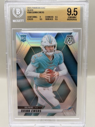 2025 Panini Mosaic Quinn Ewers Silver Prizm RC #308 Dolphins BGS 9.5 Gem Mint