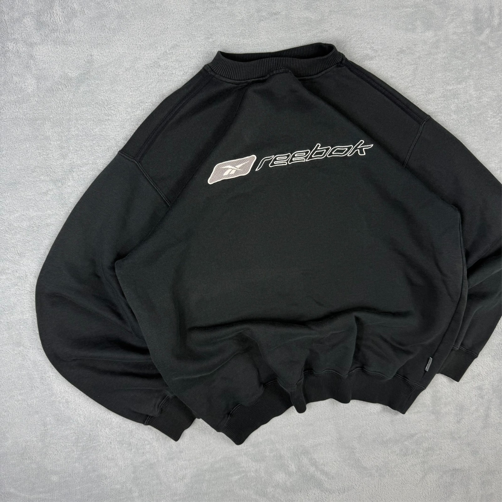 Vintage Reebok 2000's Y2K Black Spellout Oversized Oversized Sz Small Sweatshirt image 2