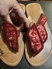Unbranded Red Beaded Sandals Size 7