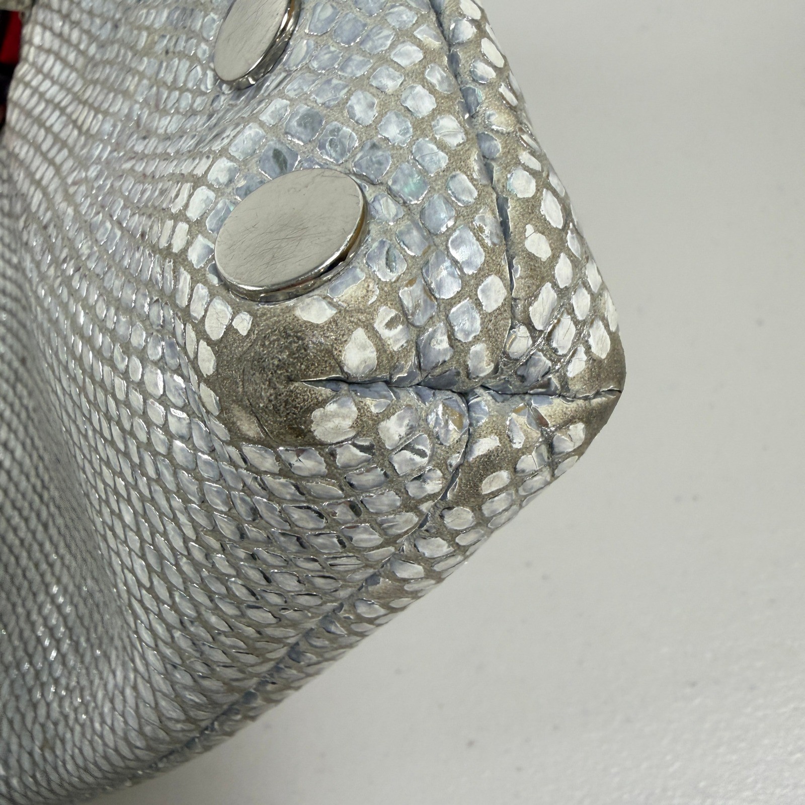 Hammitt Crossbody Bag Silver Python Embossed Leat… - image 11