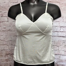 Sans Souci Vintage Satin Cami Camisole Lingerie Large White Retro USA-made