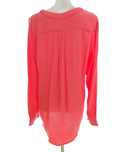 Hampton Republic Size 42 Pink Blouse Viscose 100% Long Sleeve Asymmetrical Logo - Picture 3 of 5