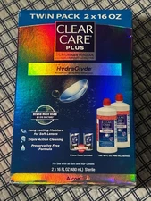 Clear Care Plus Cleaning Solution Twin Pack HydraGlyde 2 x 16oz Exp 11/30/26
