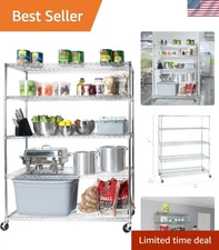 Commercial Grade 5-Tier Steel Shelf on Wheels - 60" W x 24" D, 800 lbs/Shelf