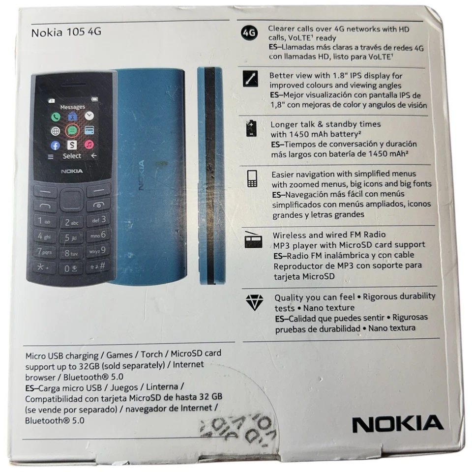 Nokia 105 4G (2023) GSM ONLY Volte Doble SIM Desbloqueado Teléfono Móvil Carbón - Nuevo Foto 2 de 4