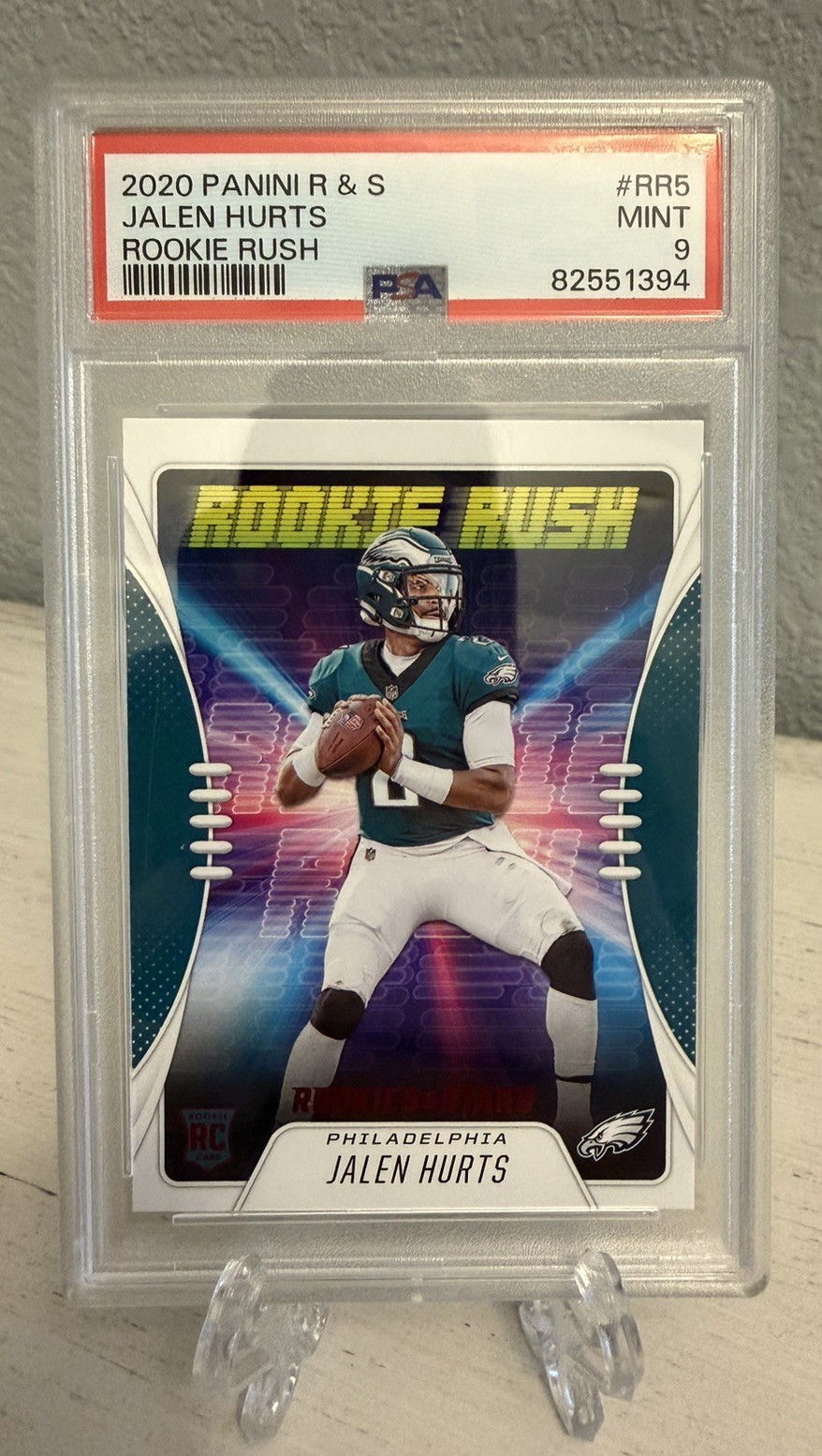 2020 ROOKIES & STARS ROOKIE RUSH #RR5 JALEN HURTS RC PSA MINT 9
