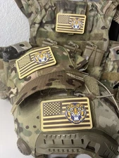 Military Combat American Flag LSU Tigers football PVC Patch W Vlcro