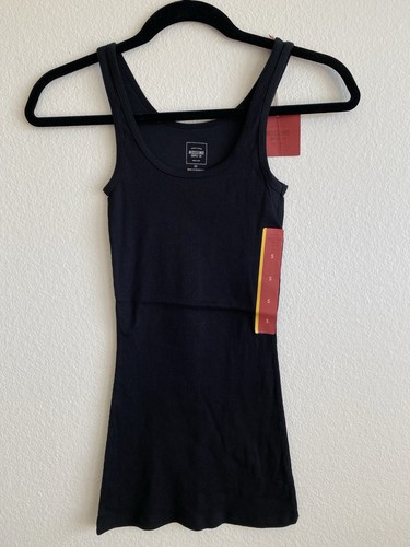 MOSSIMO SUPPLY X TARGET LONG & LEAN RIBBED TANK TOP STRETCHY BLACK S SMALL NEW