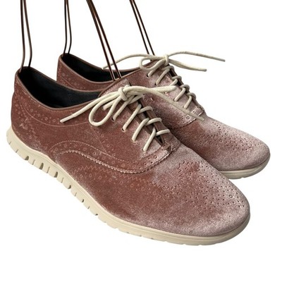 Cole Haan Zero Grand wingtip sneakers Womens 8.5 blush pink velvet lace up flats