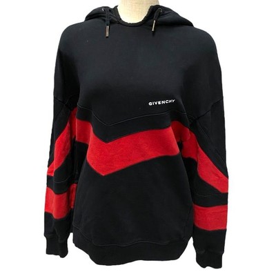 Givenchy Hoodie Top Long Sleeve Logo Cotton Black Red Size XS - Main Image