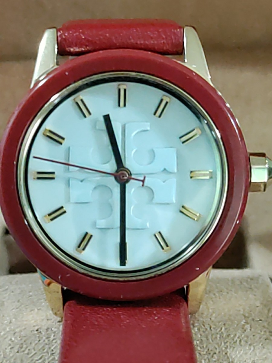Tory Burch Gigi Scarlet Red Leather Strap Ladies Watch Gift