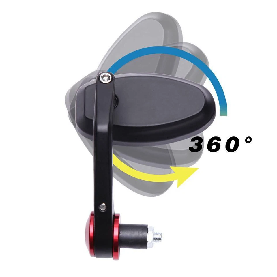 2x Universal 7/8" 22mm Bar End Mirrors Motorbike Motorcycle Anti-Glare Rearview - Image 3 of 4