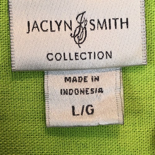 vintage Jacyln Smith blouse linen Rayon bright green large sequins trim - Picture 6 of 8