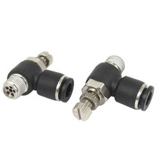 2Pcs 1/4" Tube 1/8BSP Thread Air Flow Speed Control Valve Push in Quick Fitting
