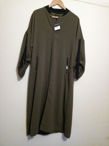 Topshop Khaki Military Jacket long green, 10 poppers, zip pockets BNWT RRP £85