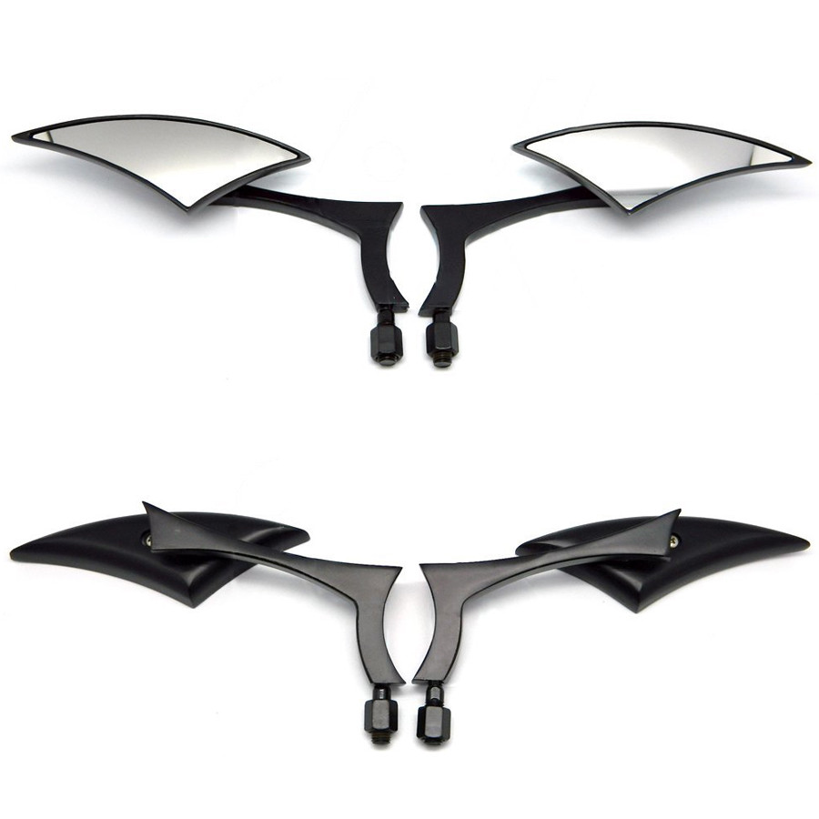 Chrome Blade Sickle Scythe Style Motorcycle Mirrors – With Adapters, Left & Right (DREAMIZER)