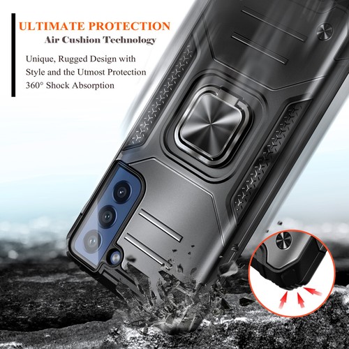 For Samsung Galaxy S21 FE 5G Case Shockproof Ring Stand Cover w/ Tempered Glass - Picture 6 of 31