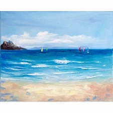 California Abstract Painting Seascape Original Canvas Art Impasto 16 by20