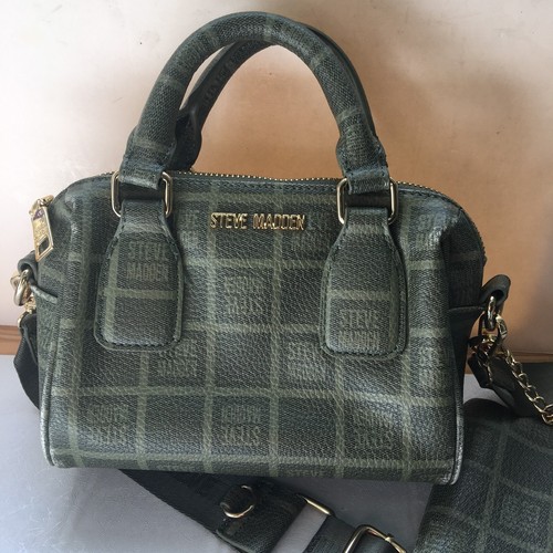 Borsa a tracolla Steve Madden in poliuretano nero grigio con piccola cerniera abbinata - Foto 2 di 9