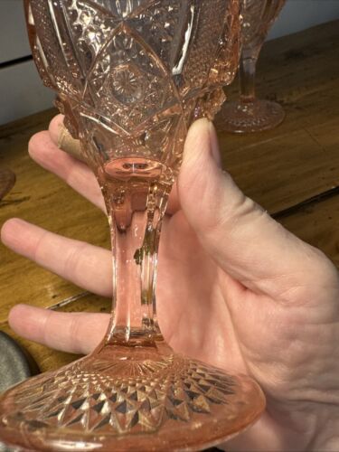 Imperial Glass Ohio Mogul Variant Pink Water Goblets- Set of 4 Depression Glass - Picture 5 of 11