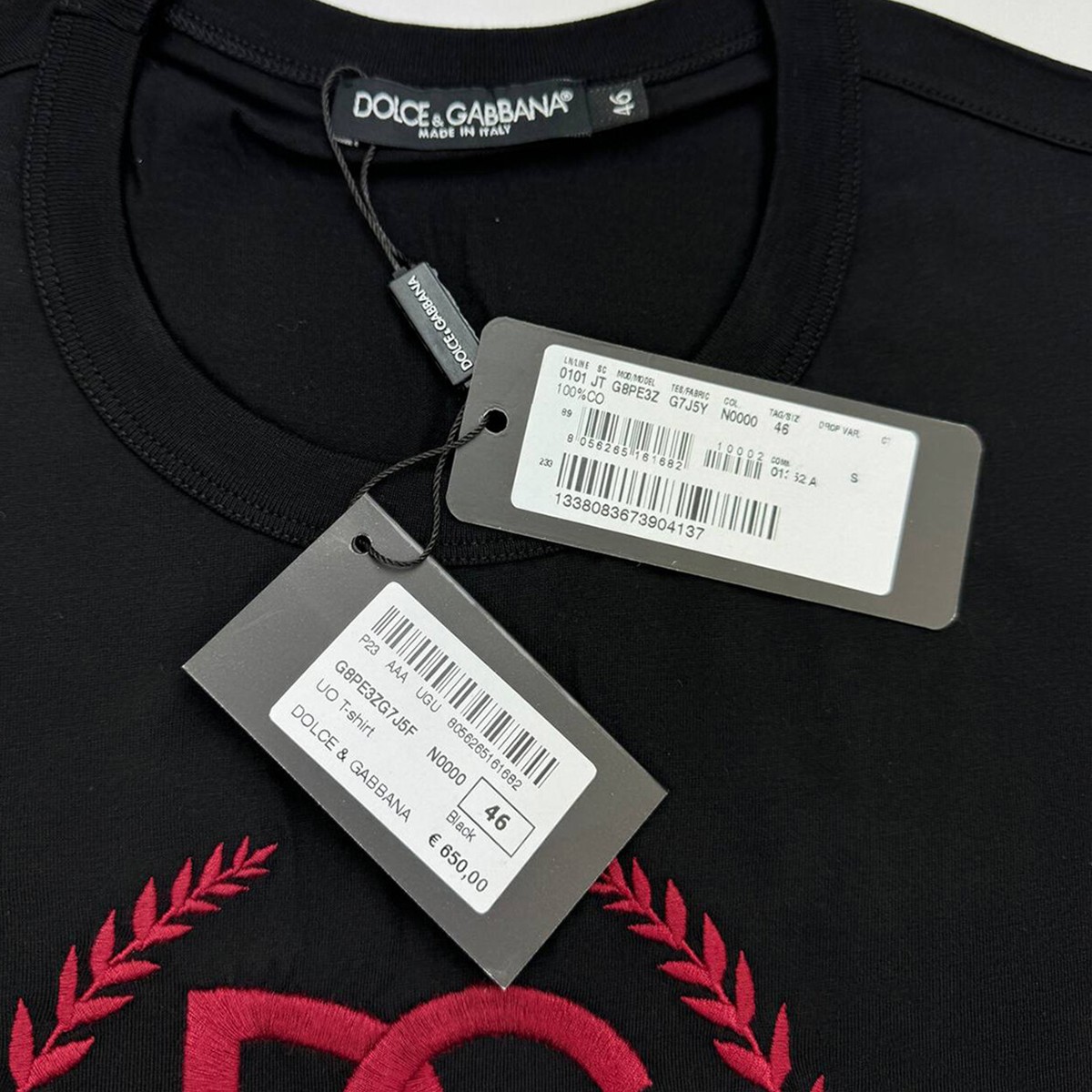 【送関込】Dolce & Gabbana Made in Milano T-Shirt Dolce & Gabbana Men's Milano Logo Embroidered T-shirt Black
