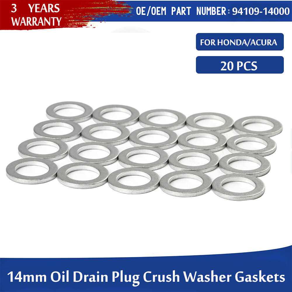 20-Pack 14mm Oil Drain Plug Crush Washers For Honda & Acura - OEM 94109-14000