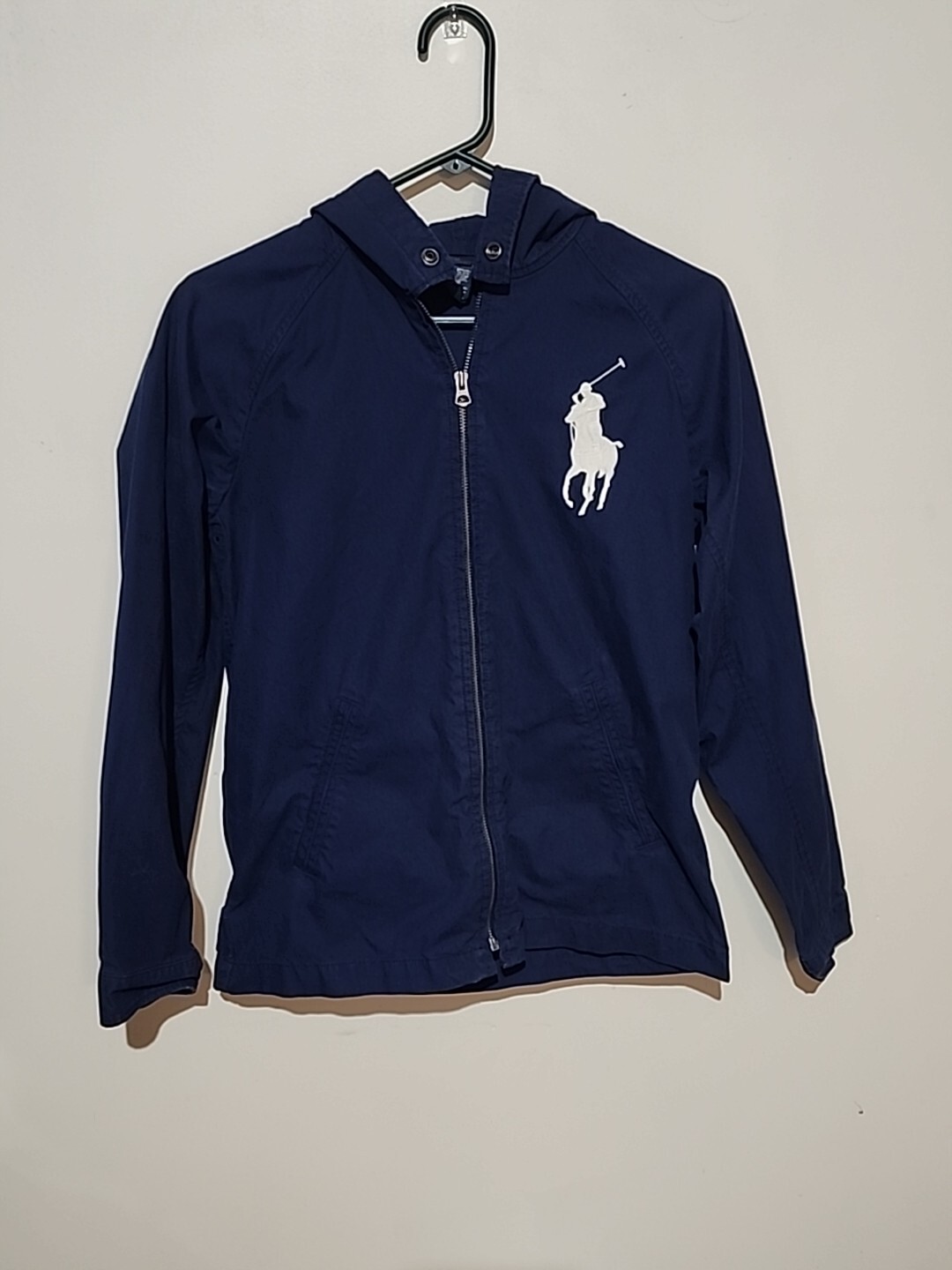 Polo Ralph Lauren costume da bagno giacca vela L 14 16 blu poncho vintage grande pony